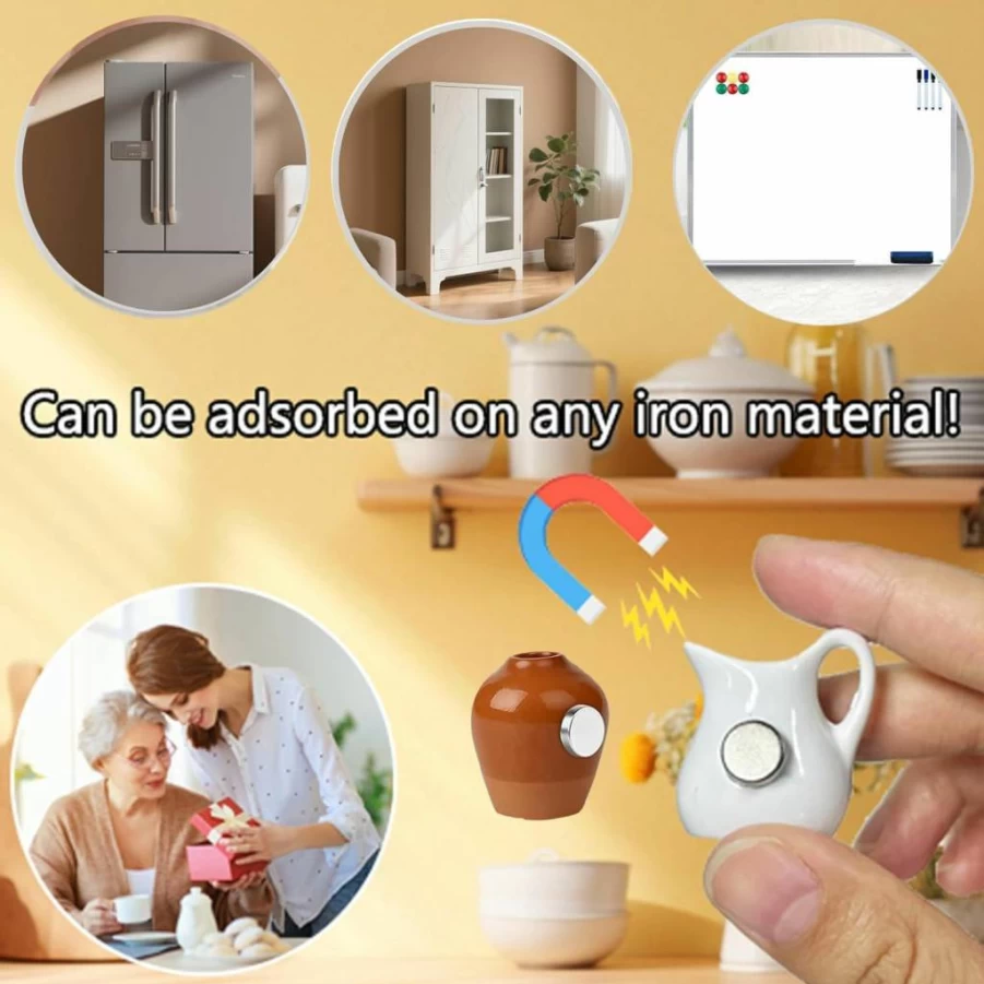 Gakivit 8 Pack Mini Vase Fridge Magnets - 3D Tiny Plant Magnets for Refrigerator, Kitchen, Office & Locker Decoration - Funny Cute Home Accessories