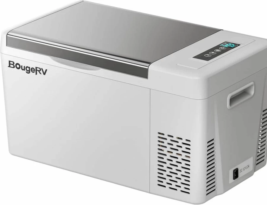 BougeRV 12V Portable Car Refrigerator 23QT -12V/24V DC & 110-240V AC Compressor Cooler for Truck, RV, Camping, Travel, Road Trips, Tailgating (-8°F to 50°F)