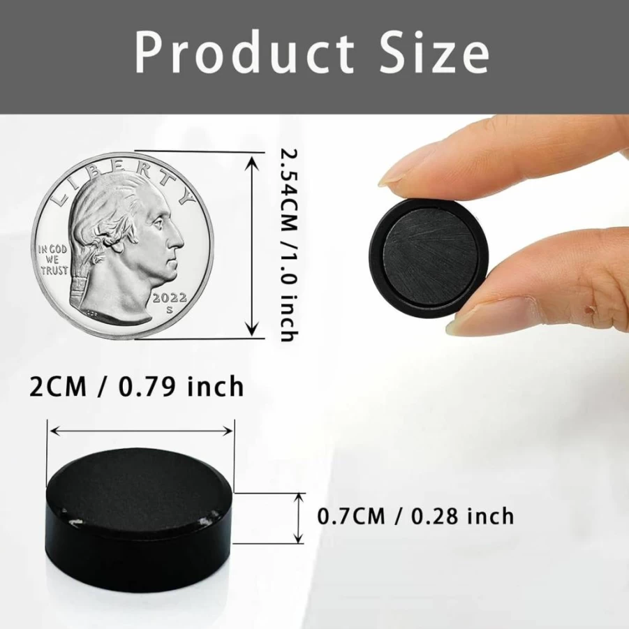 ZDZBLX 20-Pack Small Round Refrigerator Magnets, Strong Heavy Duty Fridge Magnets for Whiteboard, Locker, Office, Kitchen, Crafts - Black