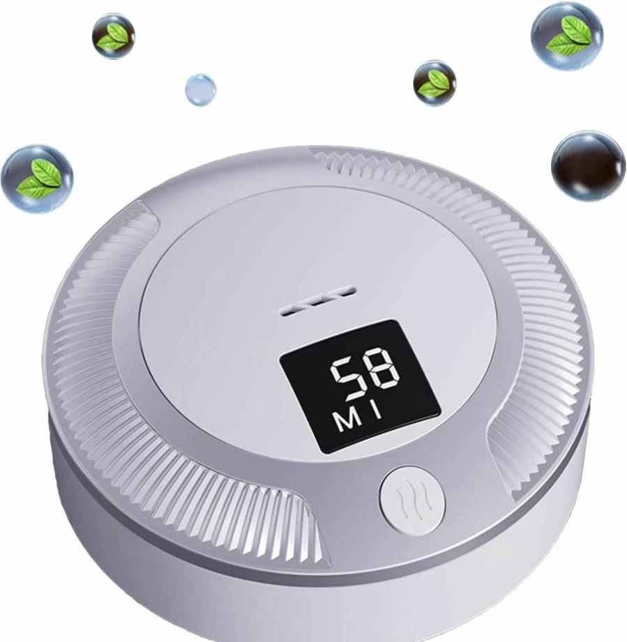AIRPROSSING Portable Air Purifier with Ozone Purification, 3-Speed Rechargeable Deodorizer for Car, Bedroom, Shoe Cabinet, and Refrigerator - White Mini Screen Design