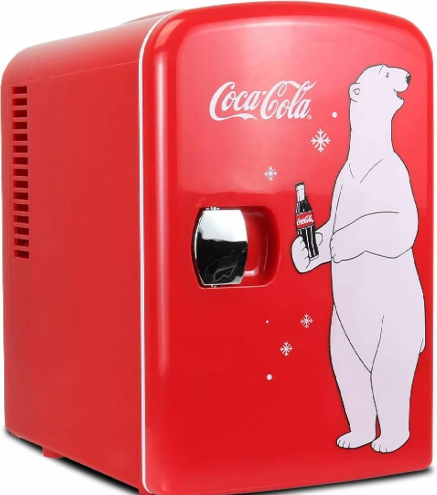 Koolatron Portable Mini Fridge - 6 Can Compact Beverage Cooler for Car, Office, Dorm, Bedroom, Patio - Energy Efficient 12V/110V Cooling for Drinks, Soda, Wine, Breast Milk - Table Top Refrigerator