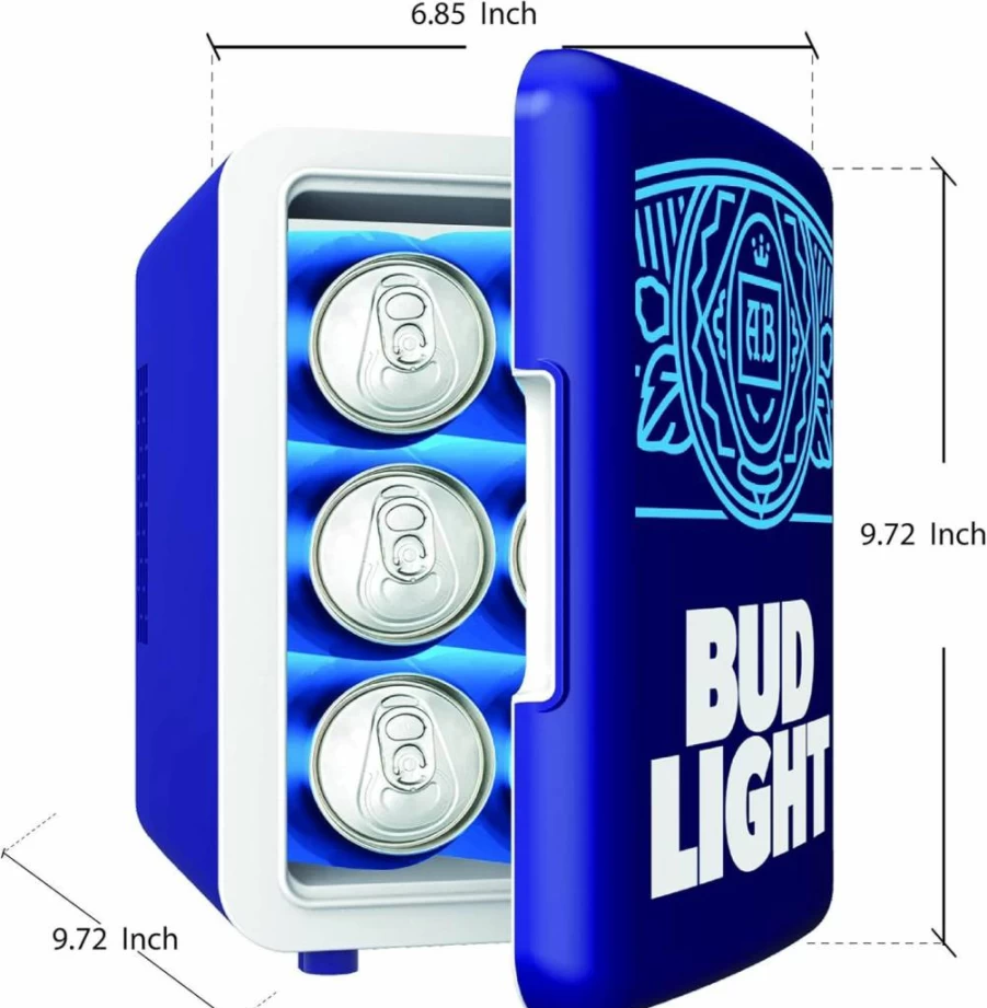 Curtis Mini Portable Compact Personal Fridge Cooler, 4L Capacity, Chills 6 Cans, Eco-Friendly Freon-Free, Blue & Navy Design for Home, Office, Travel