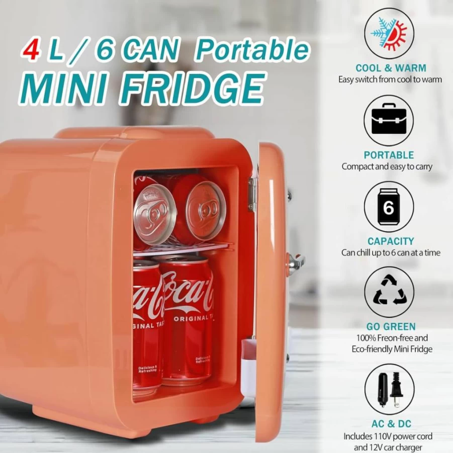 CAYNEL Mini Fridge 4L Portable Thermoelectric Cooler & Warmer for Skincare, Cosmetics, Breast Milk, Medications, Home & Travel Eco-Friendly Beauty Fridge