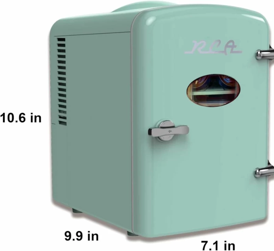RCA RMIS129-Mint Arctic Chef Mini Fridge, 0.15 Cu Ft Compact Refrigerator in Mint Green