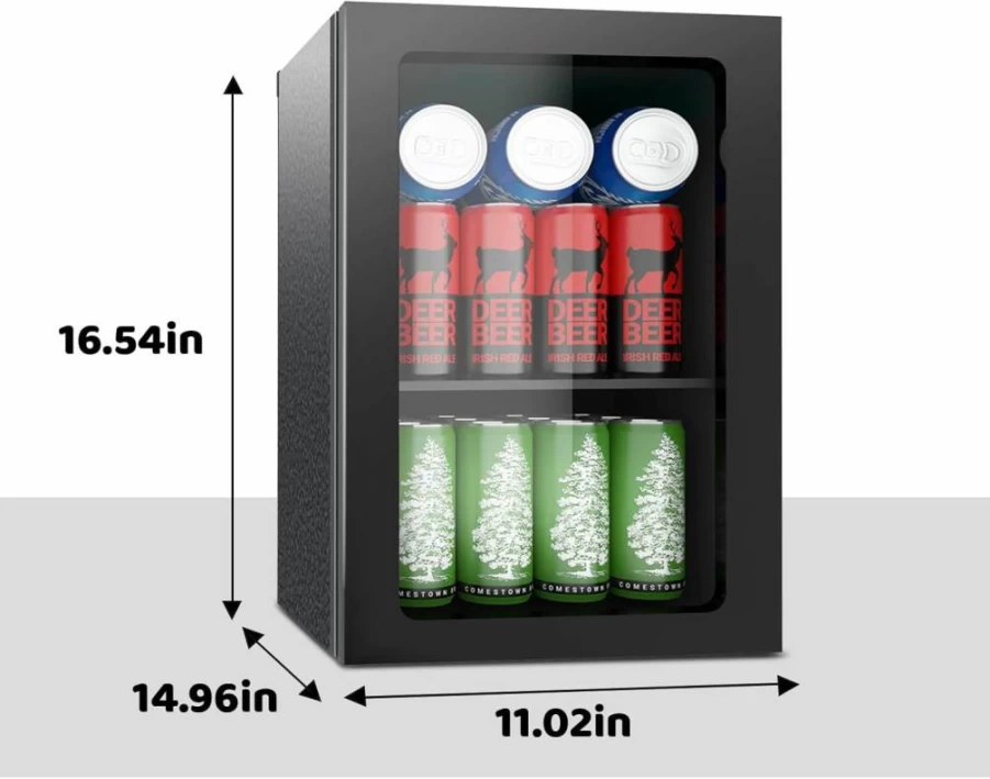 Stopsad 20 Can Mini Fridge - 0.9 Cu Ft Beverage Cooler with Adjustable Shelves, Temperature Control for Beer, Wine & Soda - Compact Front View Door Refrigerator