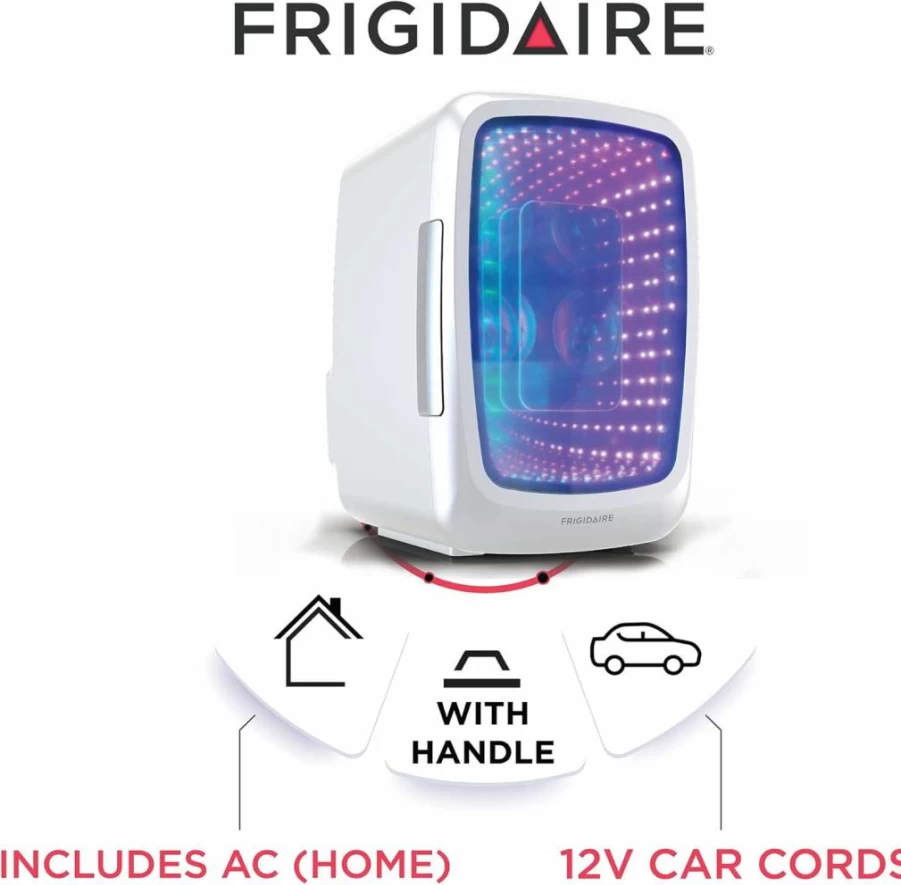 Frigidaire 17.9 Cu Ft LED Gaming Mini Fridge with Glass Door - White Beverage Cooler for Drinks & Snacks