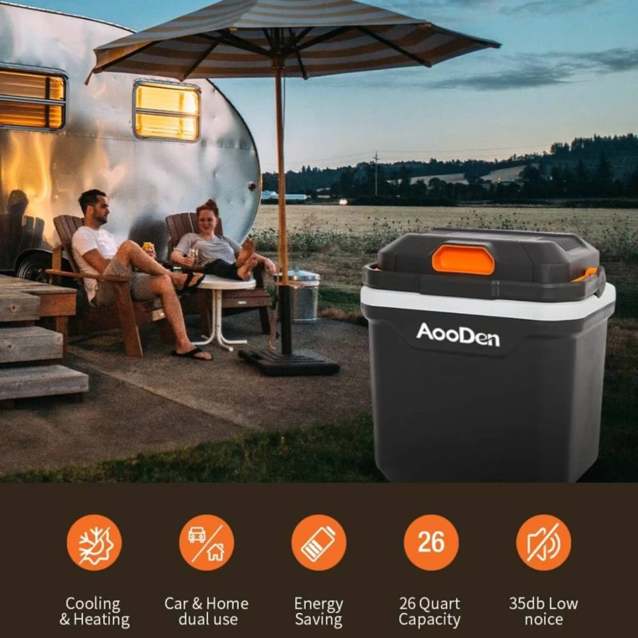 AooDen 4L Portable Electric Cooler and Warmer - 12V/24V DC & 120V AC Iceless Mini Fridge for Car, Travel, Office, Dorm, Home, Skincare