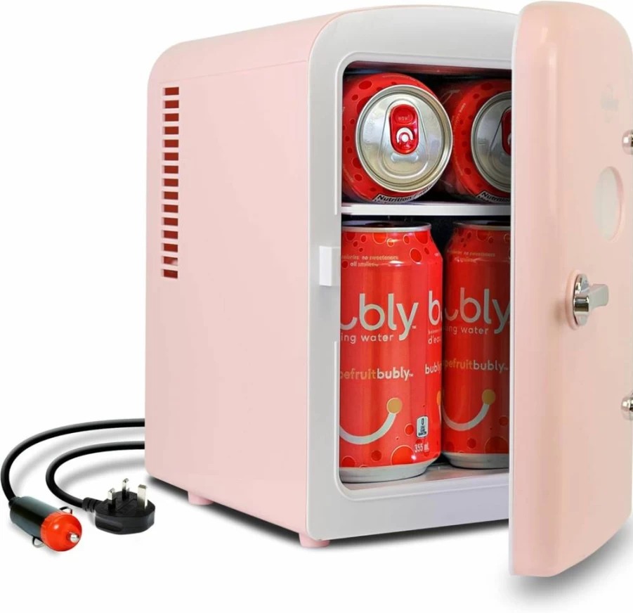 Koolatron 6 Can Mini Fridge - Portable Table Top Cooler for Drinks, Wine & Breast Milk, 12V/110V Power for Car, Office, Dorm, Outdoor & Patio Use
