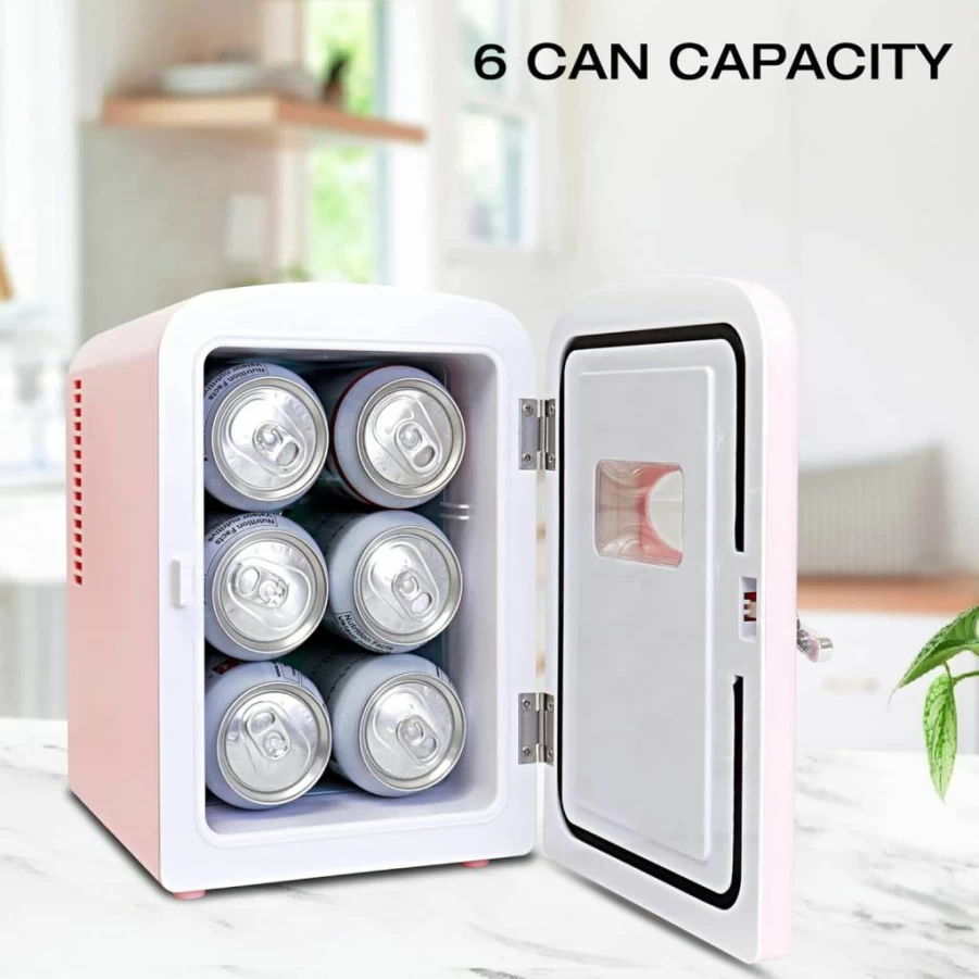 Koolatron 6 Can Mini Fridge - Portable Table Top Cooler for Drinks, Wine & Breast Milk, 12V/110V Power for Car, Office, Dorm, Outdoor & Patio Use