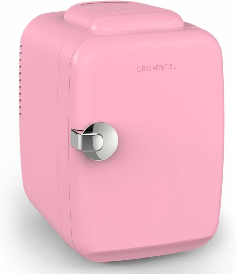CROWNFUL 4L Mini Fridge - Portable Cooler and Warmer for Skincare, Cosmetics, Beverages, Food - Compact Personal Refrigerator for Bedroom, Office, Car, Dorm - ETL Certified White Mini Cooler