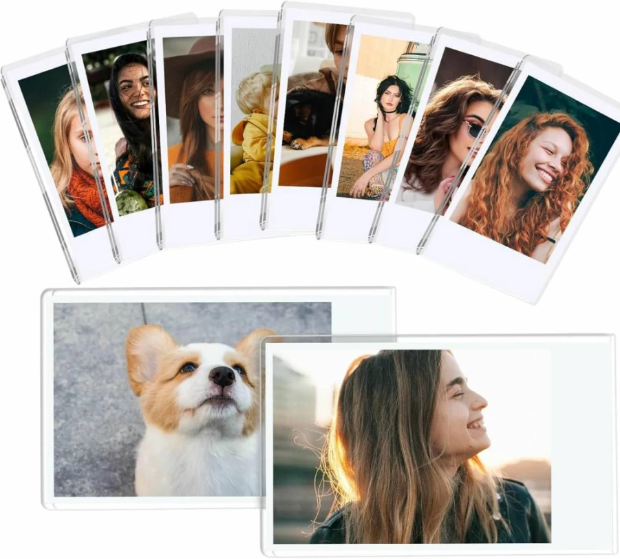 10 Pack LIANHELILAI Magnetic Acrylic Photo Frames for 2x3 Pictures - Compatible with Fujifilm Instax Mini & Polaroid Mini - Clear Refrigerator Frames for Home, Office, Locker