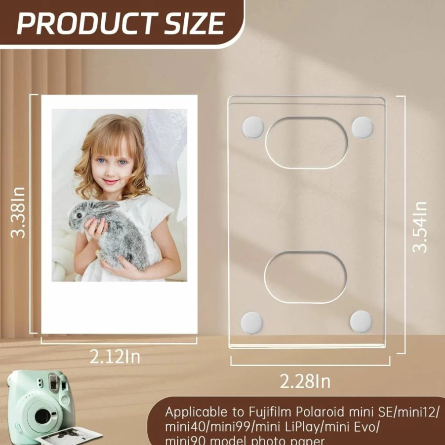 10 Pack LIANHELILAI Magnetic Acrylic Photo Frames for 2x3 Pictures - Compatible with Fujifilm Instax Mini & Polaroid Mini - Clear Refrigerator Frames for Home, Office, Locker