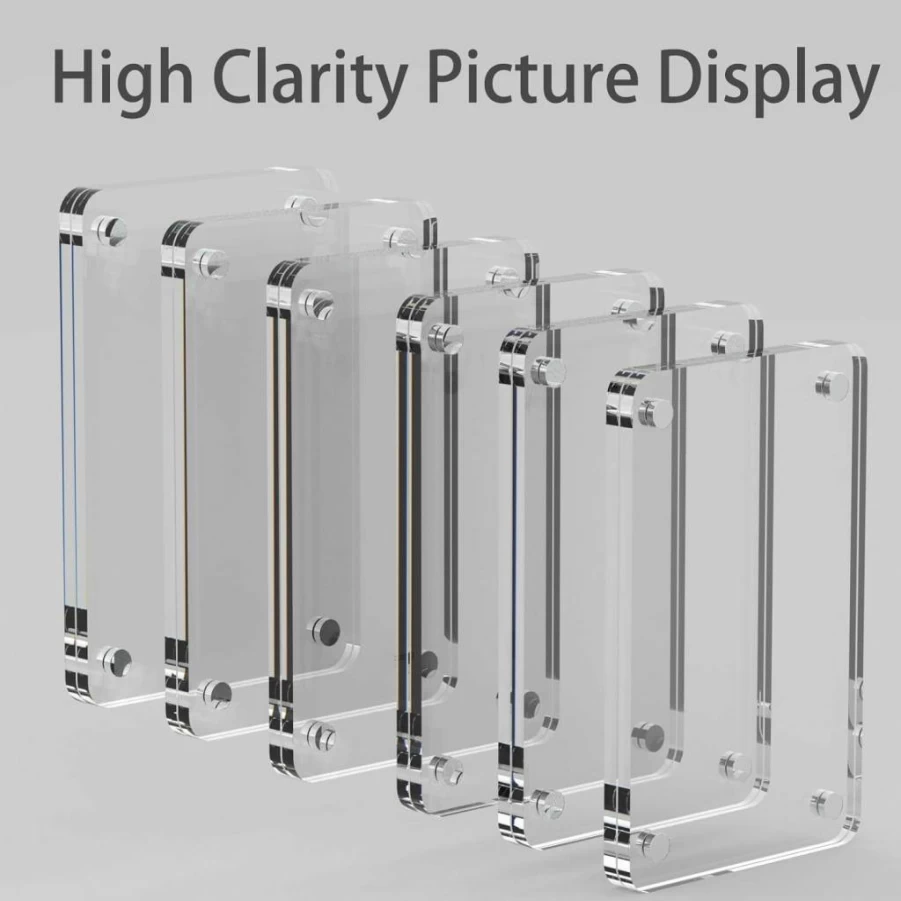 Prelady Magnetic Photo Frames Set of 8 - Mini Acrylic Instax Frames for Refrigerator, DIY Picture Display