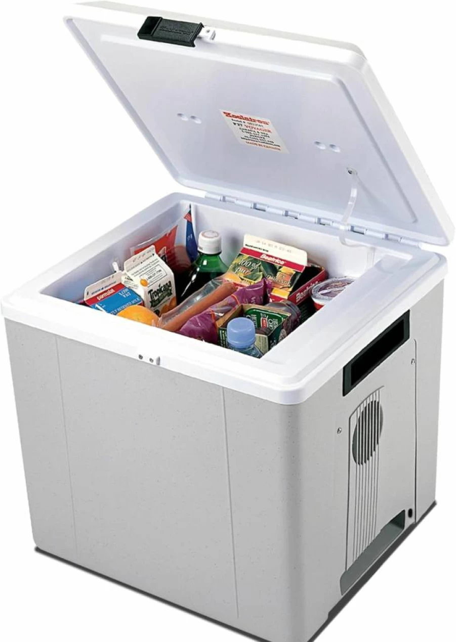Koolatron 27L Portable Electric Cooler and Warmer - 12V DC Car Fridge for Camping, Travel, Road Trips, and Trucking - Thermo Electric Cooling with No Ice Needed - Gray/White Design