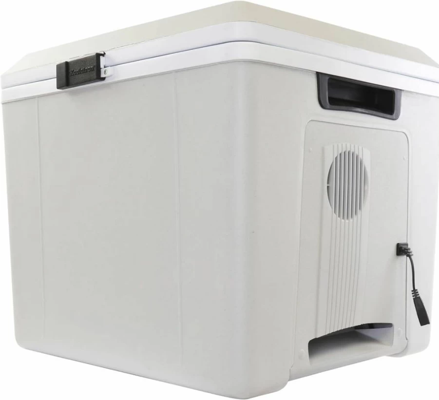 Koolatron 27L Portable Electric Cooler and Warmer - 12V DC Car Fridge for Camping, Travel, Road Trips, and Trucking - Thermo Electric Cooling with No Ice Needed - Gray/White Design