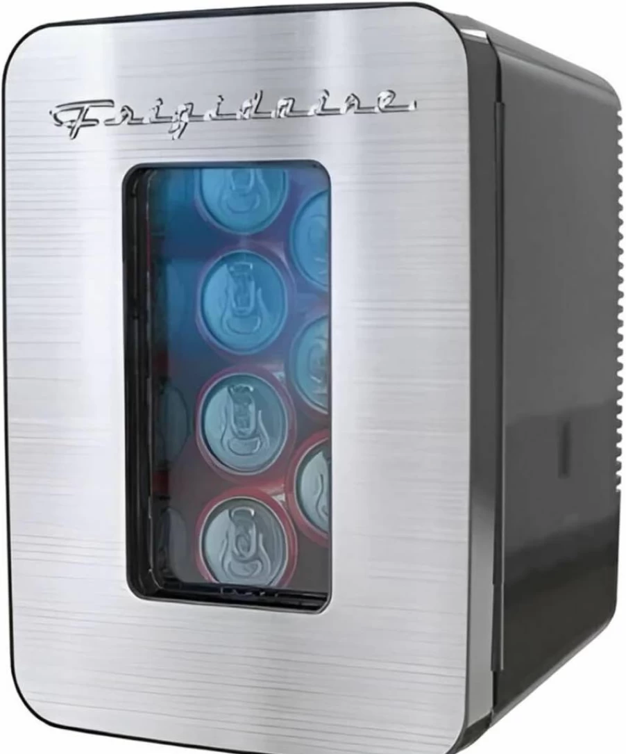 Frigidaire EFMIS200-SS Mini Fridge - 10L Compact Refrigerator with Stainless Steel Door & View Window, Holds 15 Cans, Personal Cooler for Home or Office