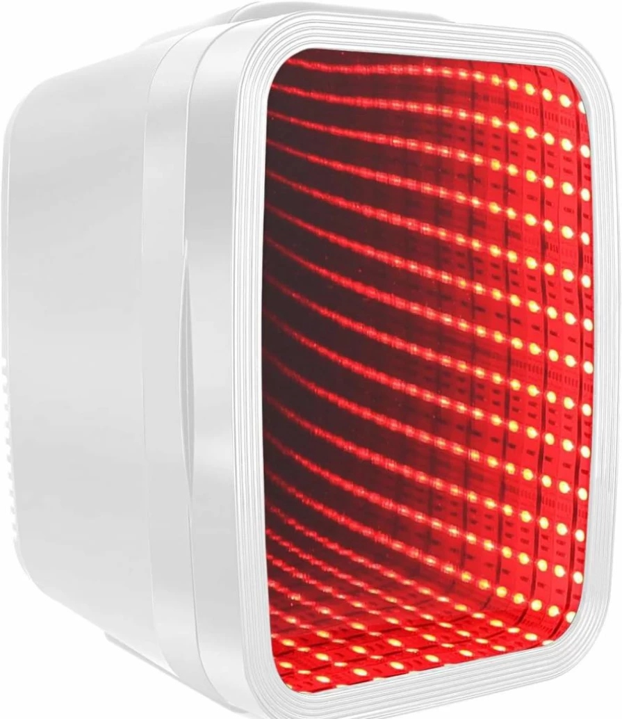 FANSEXPERT 4L Mini Fridge Portable AC/DC Cooler Warmer with LED Light for Bedroom Office Car - 6 Can Compact Refrigerator for Gaming Black