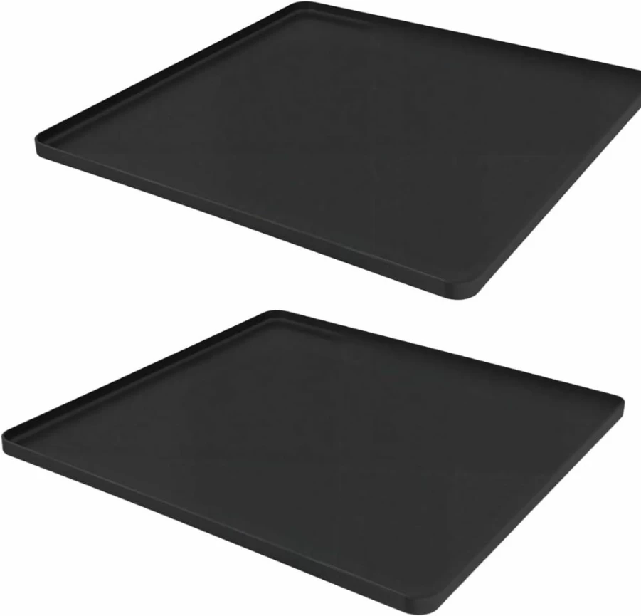 UUFCTY Non-Slip Silicone Mini Fridge Mat - 23.6x23.6 Inch Leak-Proof Drip Tray for Refrigerator, Washer & Carpet Floor Protection, Black