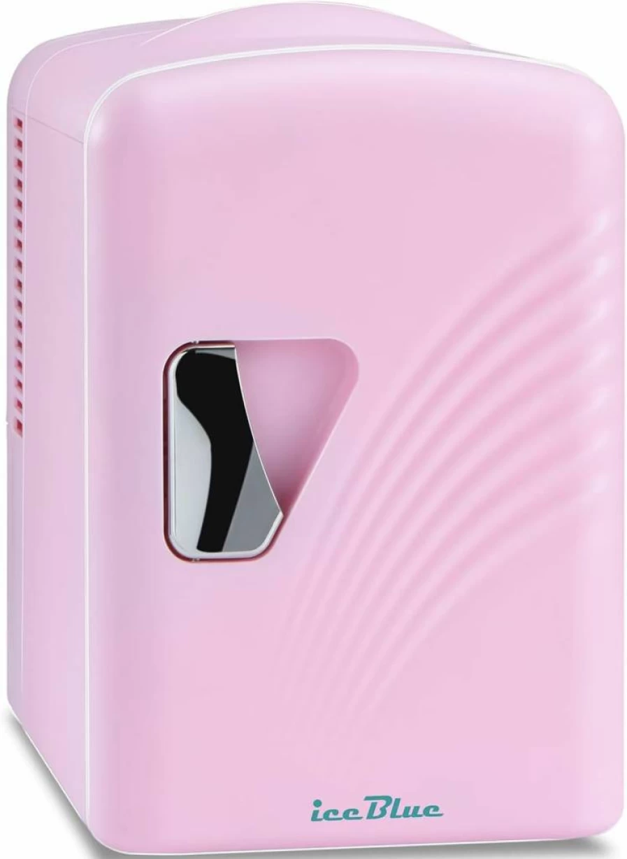Iceblue 4L/6Can Mini Fridge - Portable Compact Cooler with AC Plug & 12V Car Charger for Bedroom, Office, Dorm, Car - 4A Cooling Core - Ideal Gift (Black)