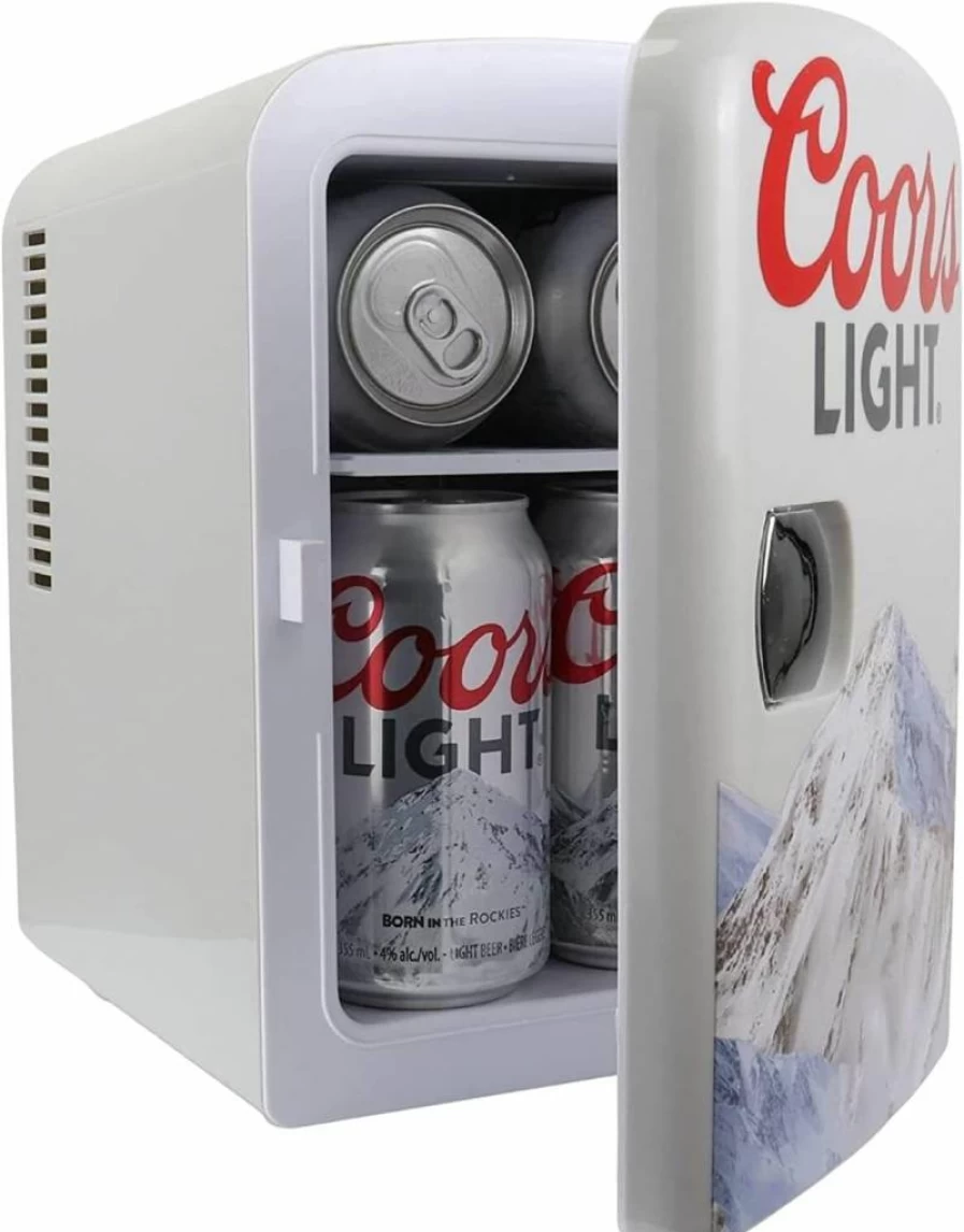 Koolatron 4L Portable Mini Fridge - 12V DC & 110V AC Cooler for 6 Cans, Beer, Snacks, Drinks - Home, Office, Dorm, Travel Essentials - Compact & Lightweight Gray Design