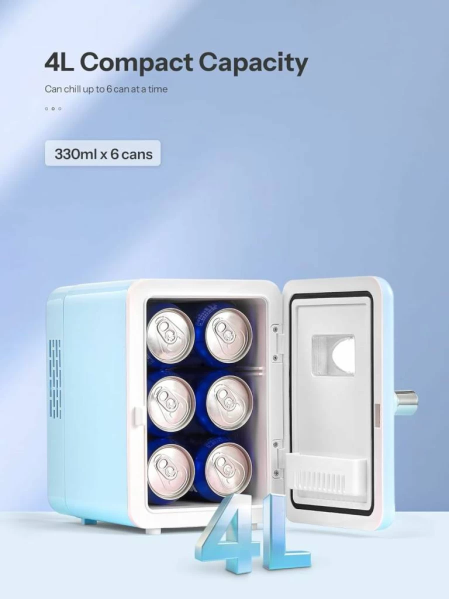 Reemix 4L Mini Skincare Fridge with LED Mirror - Portable Cosmetic Cooler & Warmer for Makeup, Bedroom, Office, Dorm & Car (Purple)