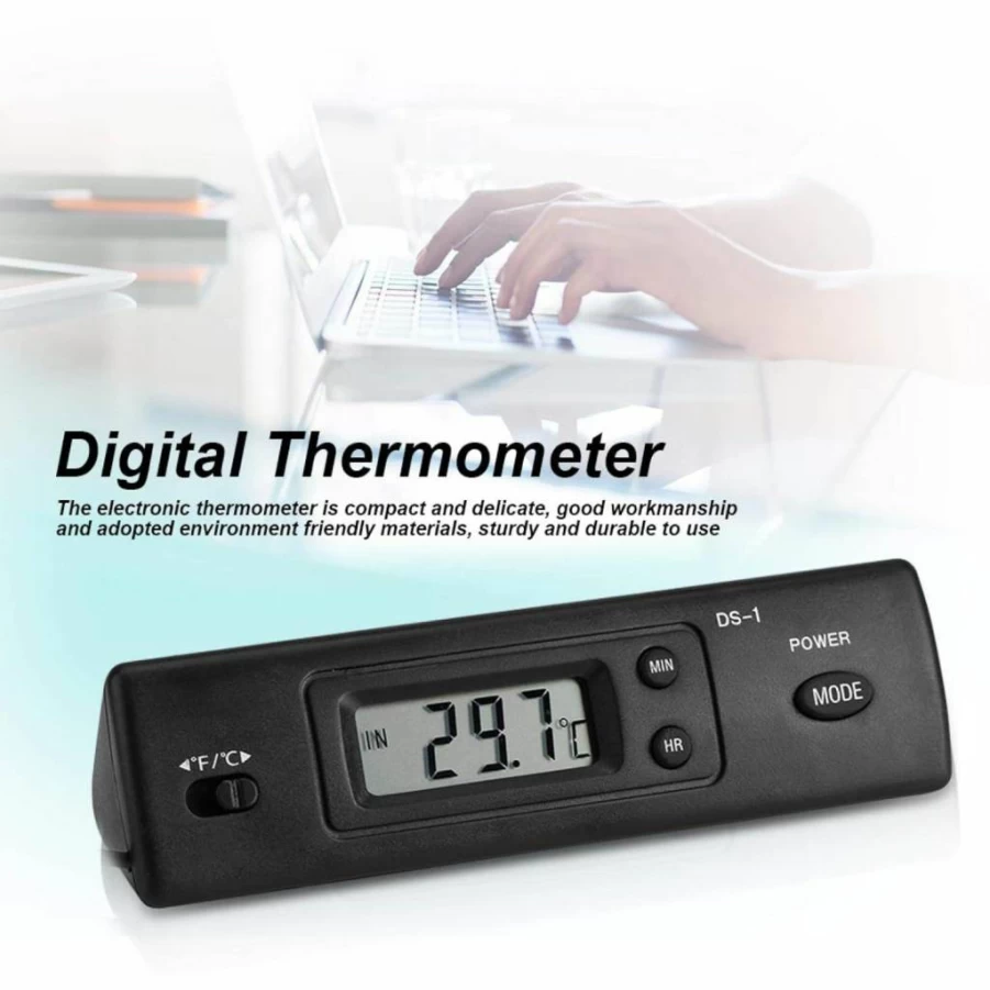 YUYTE Digital Car Clock with Thermometer - Dual Display Mini Auto Clock for Vehicle, Fridge, and Cold Storage with Wired Probe Sensor