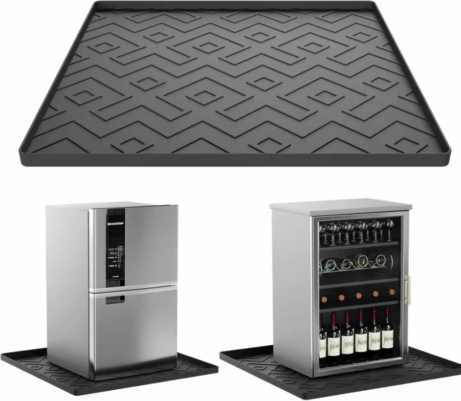 EWX Non-Slip Silicone Mat for Mini Fridge - 19.7x19.7 Inch Spill-Proof Drip Tray for Refrigerator, Washer, Dryer, Wine Cooler & Dishwasher