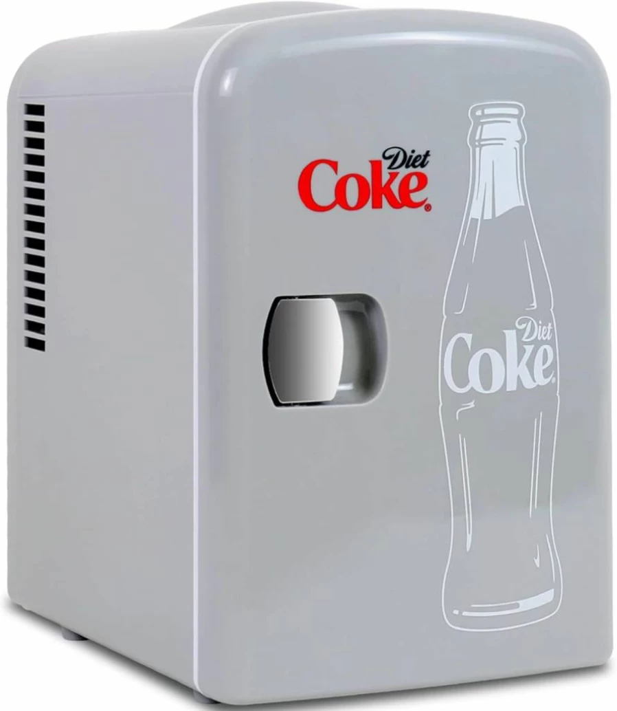 Koolatron Mini Fridge for Drinks - 6 Can Portable Cooler for Soda, Wine, Breast Milk, Office, Dorm, Car, Outdoor - 12V/110V Compact Refrigerator for Bedroom, Patio, Table Top Use