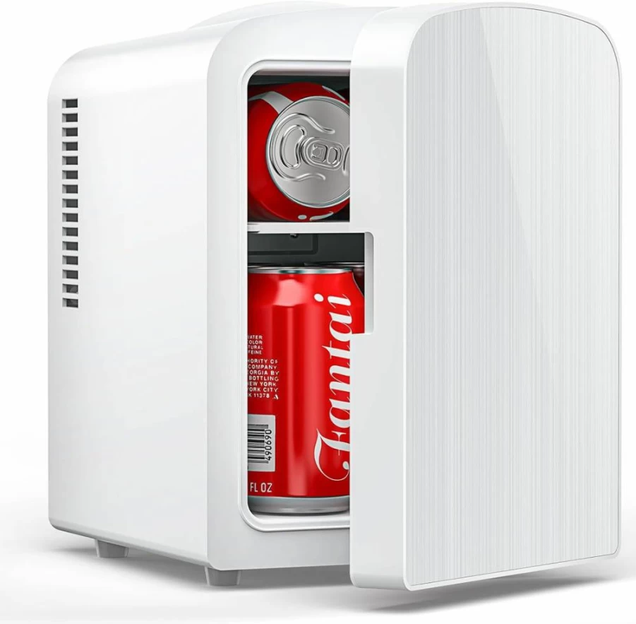 Electactic 4L Mini Fridge Portable - Compact Skincare Cooler for Bedroom, Dorm, Office, Car | White Small Refrigerator for Food, Drinks, Cosmetics