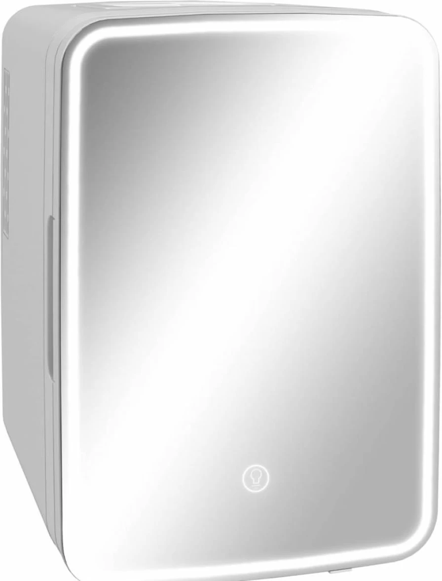 HOMCOM 10L Portable Mini Fridge with LED Mirror - AC/DC Powered Cooler & Warmer for Skincare, Cosmetics, Beverages, Bedroom or Car, White