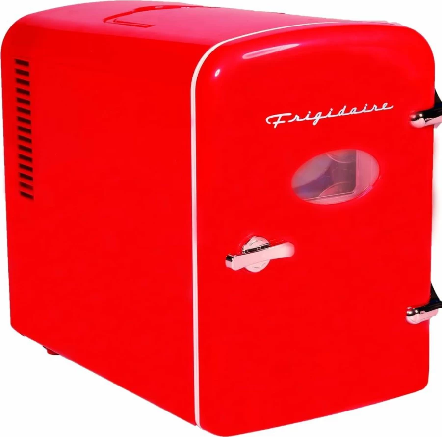 Frigidaire 4L Mini Portable Fridge - Eco-Friendly Beverage Cooler for 6 Cans, Freon-Free White Compact Refrigerator