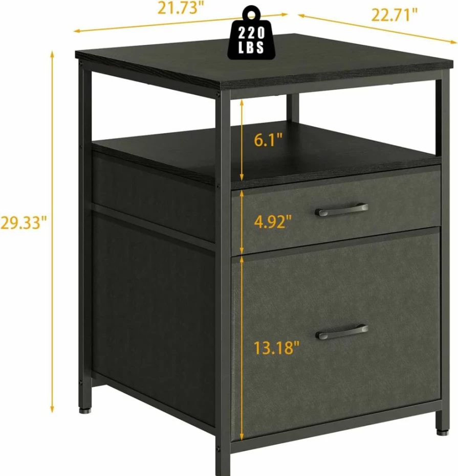 Herture Mini Fridge Stand with 3-Tier Storage, 21.3" x 22.7" Heavy Duty Tabletop Cabinet for Beverage Cooler, Dorm, Apartment, Office, Bedroom - Black HB01BXB