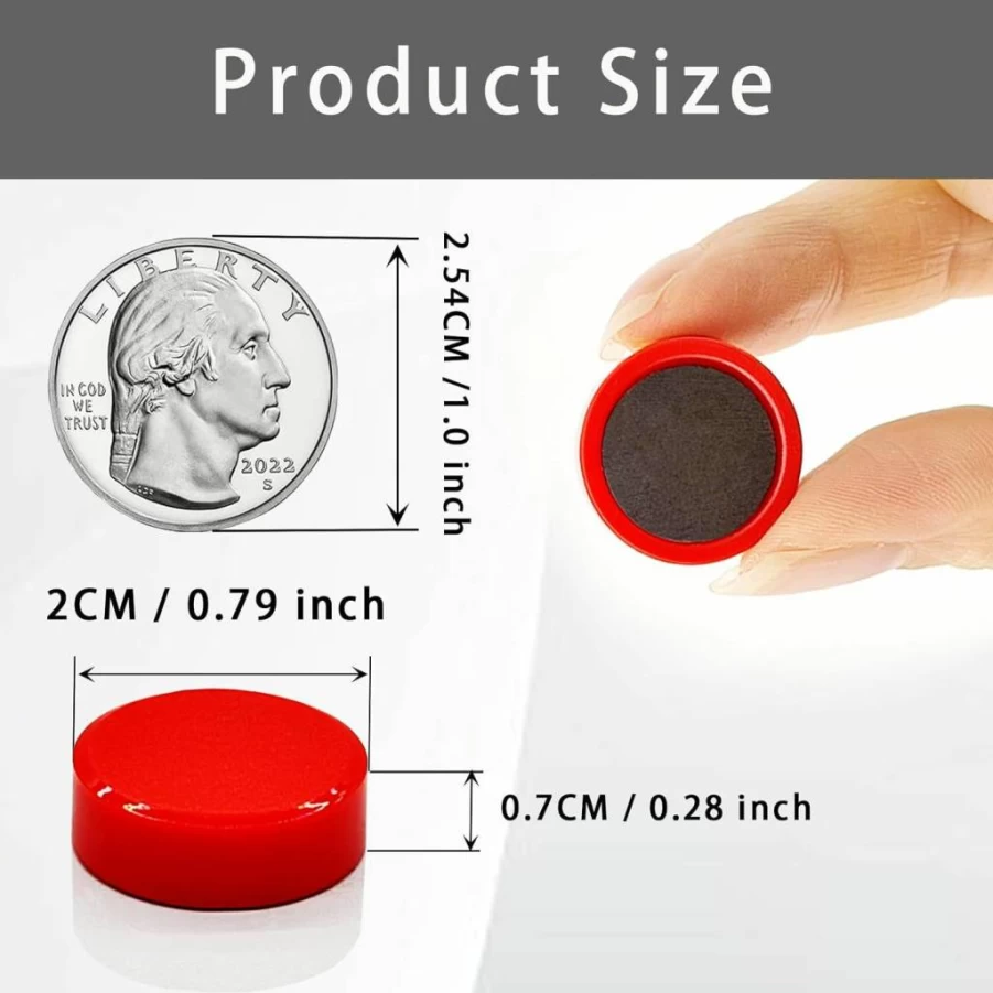 ZDZBLX 20 Pack Strong Refrigerator Magnets - Heavy Duty Round Fridge Magnets for Whiteboard, Locker, Classroom (Red) - Small Cute Mini Magnets for Home & Office