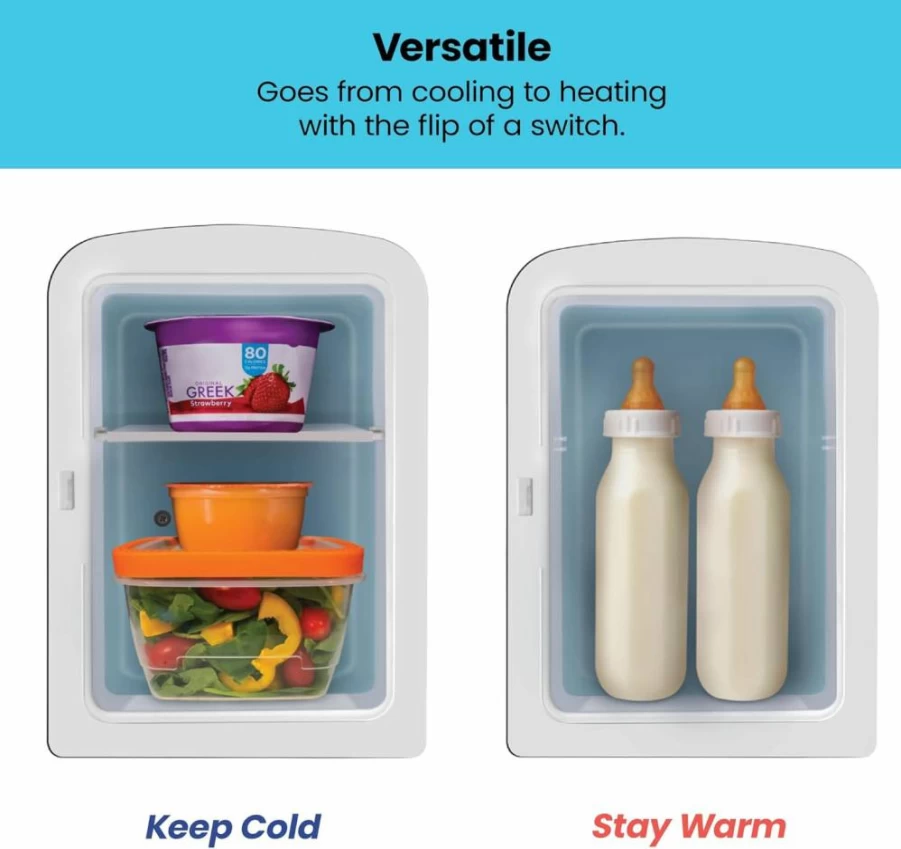 Chefman Pink 4L Portable Mini Fridge for Skincare & Makeup - Cool & Heat Travel Cosmetic Storage for Serums, Face Masks & Beauty Products