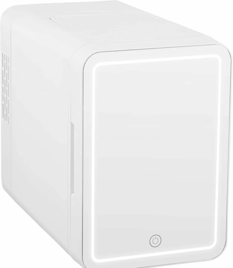 Iceblue Mini Skincare Fridge - 6L Thermoelectric Beauty Cooler with LED Mirror, AC/DC Power for Cosmetics, White