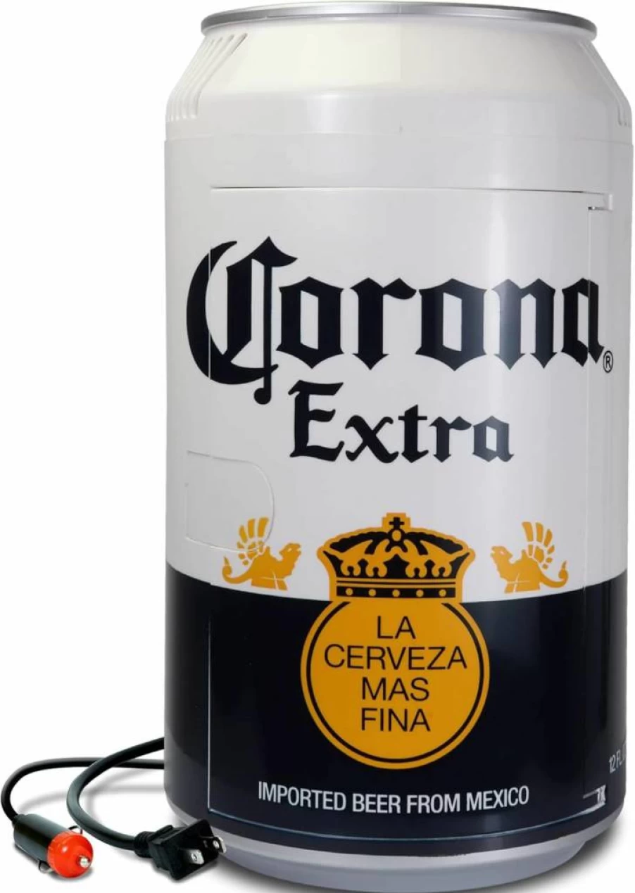 Koolatron Corona 8 Can Mini Fridge - 5.4L Portable Cooler for Beer, Snacks & Drinks, 12V/110V Power, White - Ideal for Home, Office, Travel, RV & Dorm