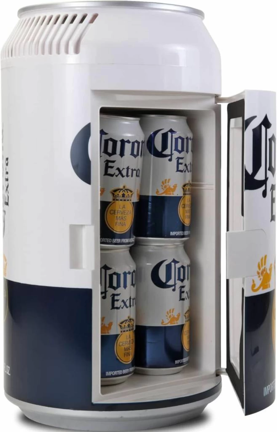 Koolatron Corona 8 Can Mini Fridge - 5.4L Portable Cooler for Beer, Snacks & Drinks, 12V/110V Power, White - Ideal for Home, Office, Travel, RV & Dorm