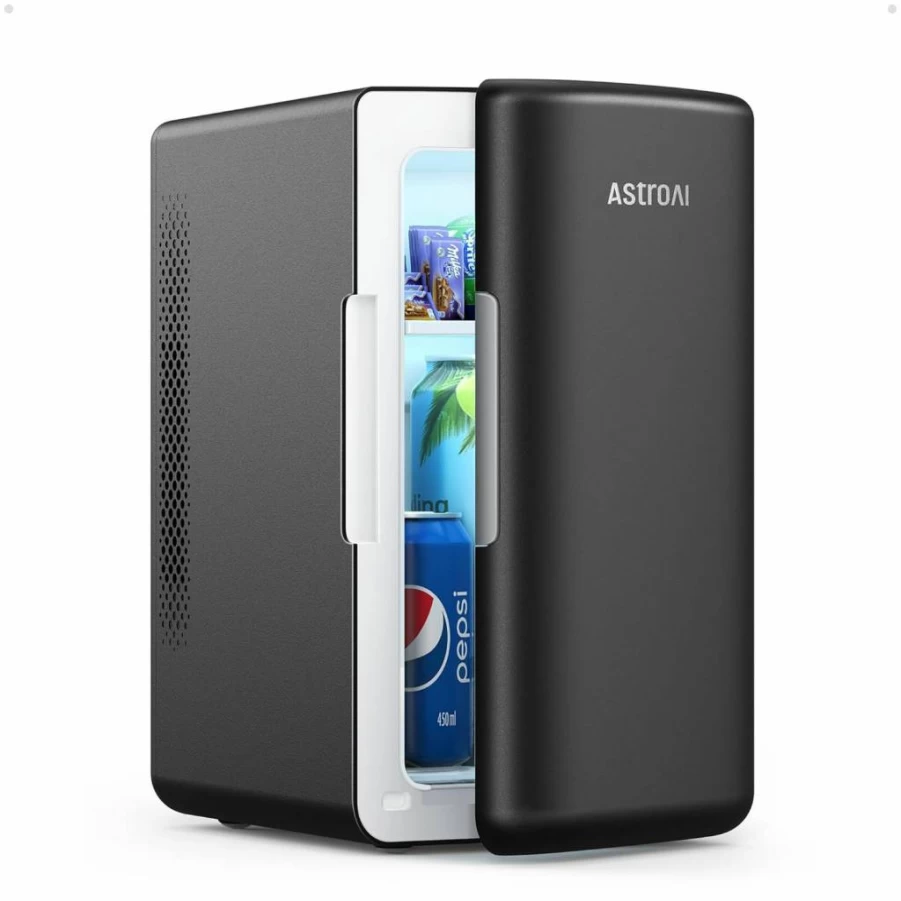 AstroAI Mini Fridge 6L Portable Thermoelectric Cooler & Warmer for Skincare, Beverages, Cosmetics - 110V AC/12V DC, Black (Model LY2206A)