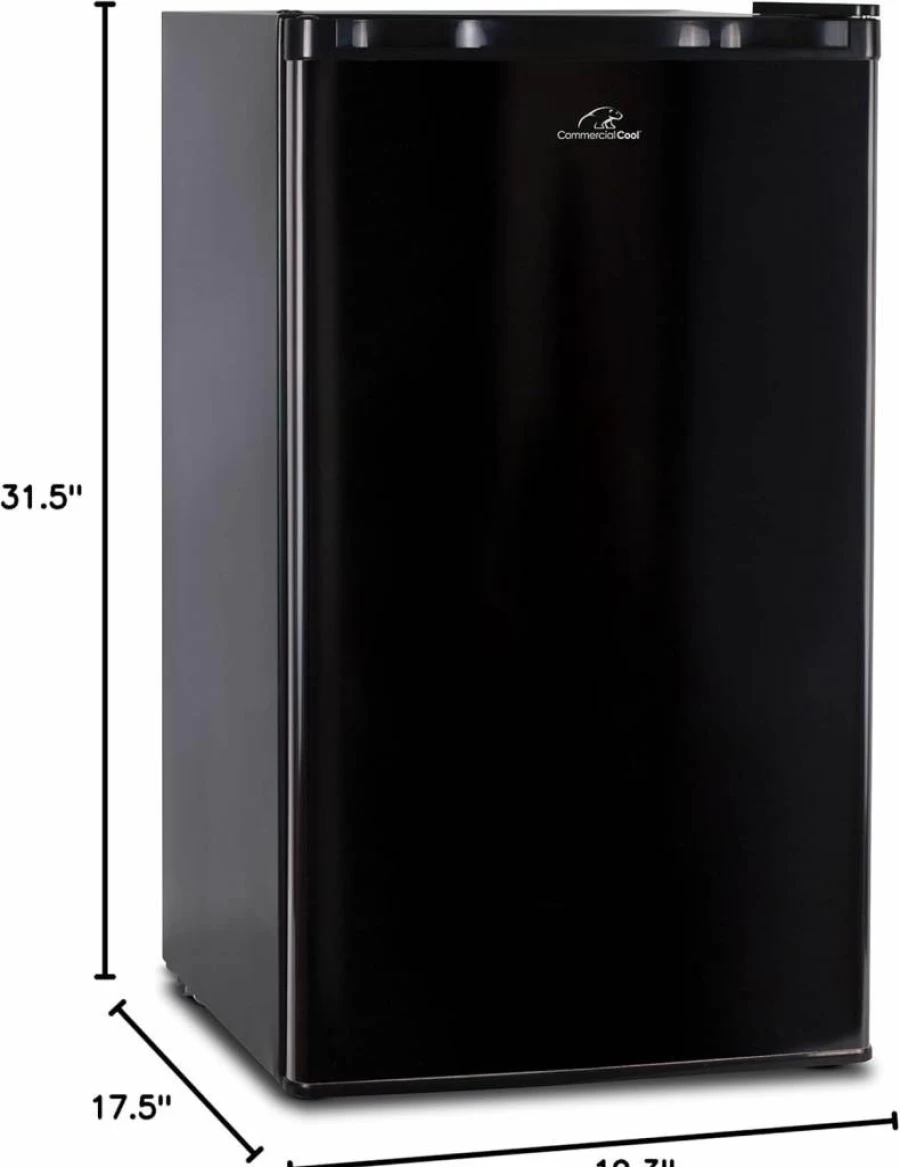 Commercial Cool 2.6 Cu. Ft. Black Mini Fridge with Freezer - Compact Single Door Refrigerator for Home or Office
