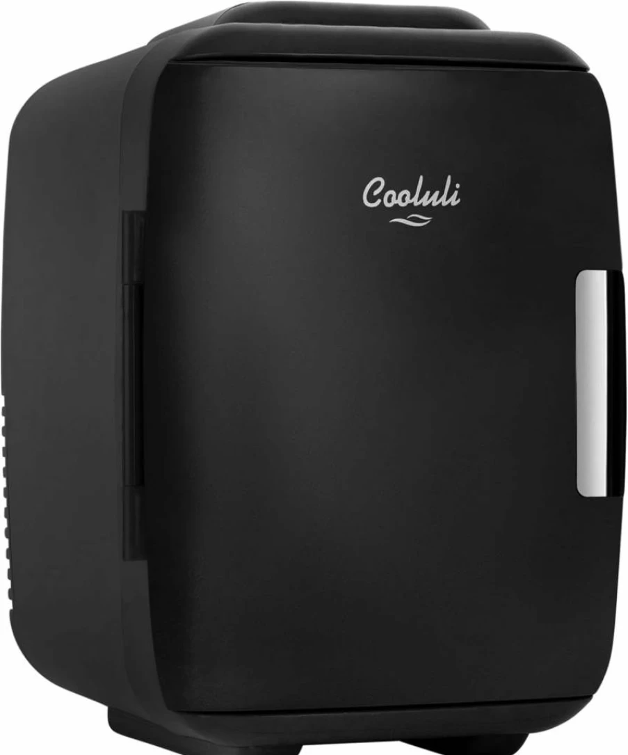 Cooluli 4L Portable Mini Fridge - 12V AC/DC Cooler & Warmer for Drinks, Food, Skincare - USB Option, Black - Ideal for Bedroom, Car, Office & Dorm