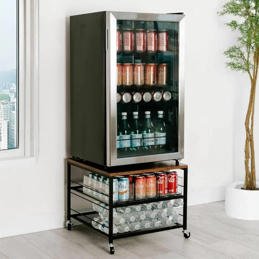 Copper Ridge Design Multi-Purpose Mini Fridge Stand with Storage - Heavy Duty Kitchen Organizer, Beverage Cart, Microwave Stand & End Table for Dorm, Bedroom, Living Room