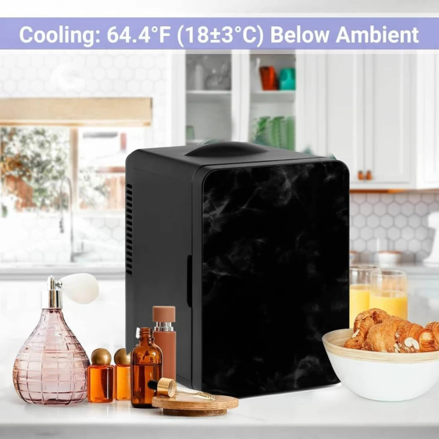 Living Enrichment 4L Mini Skincare Fridge - Portable Cooler & Warmer for Beauty Products, Drinks, Travel - AC/DC 12V Power - Ideal for Bedroom, Office, Car - Perfect Gift