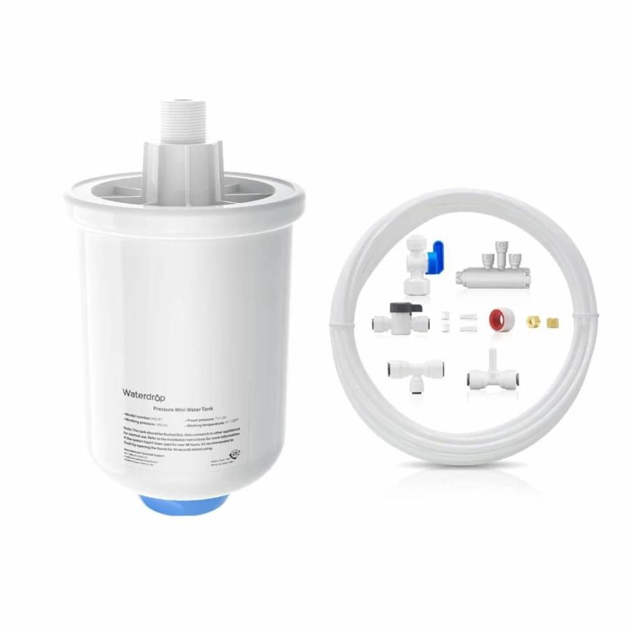 Waterdrop WD-XT Mini RO Water Pressure Tank for WD-X8/X12/X16 Reverse Osmosis Systems, BPA-Free Refrigerator Water Storage Tank with Compatible Tubing
