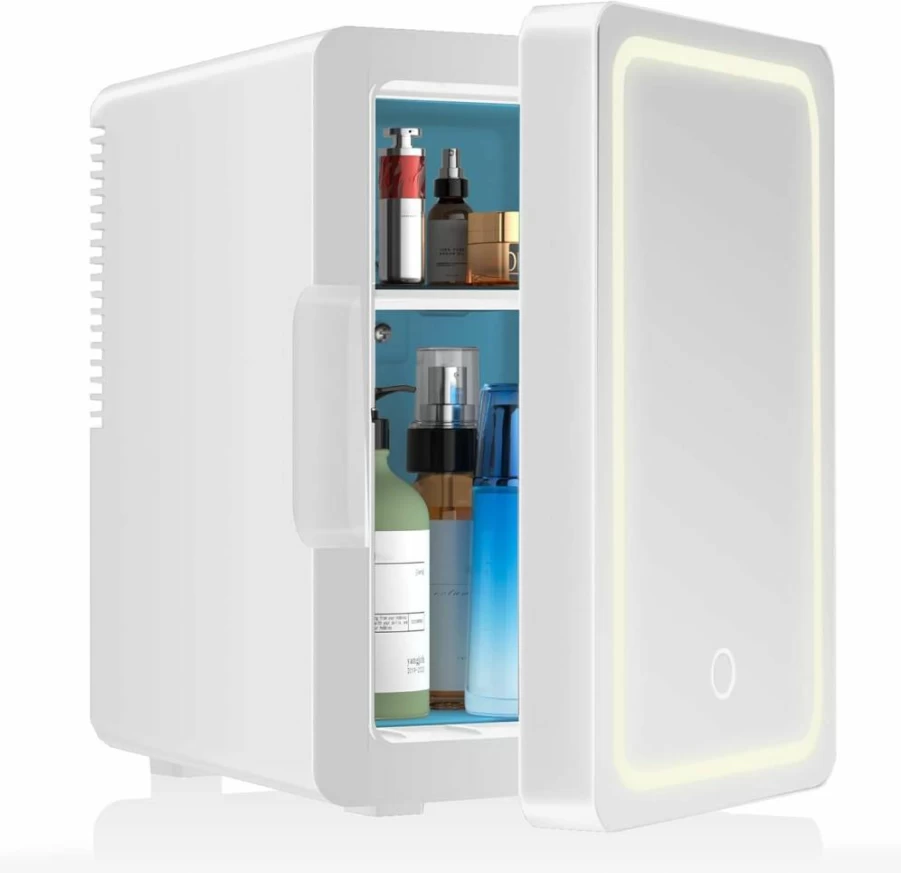 Goodmans 6L Mini Fridge with LED Light - Portable Cosmetic Cooler for Skincare, Makeup, Food, Bedroom, Dorm & Office, Black