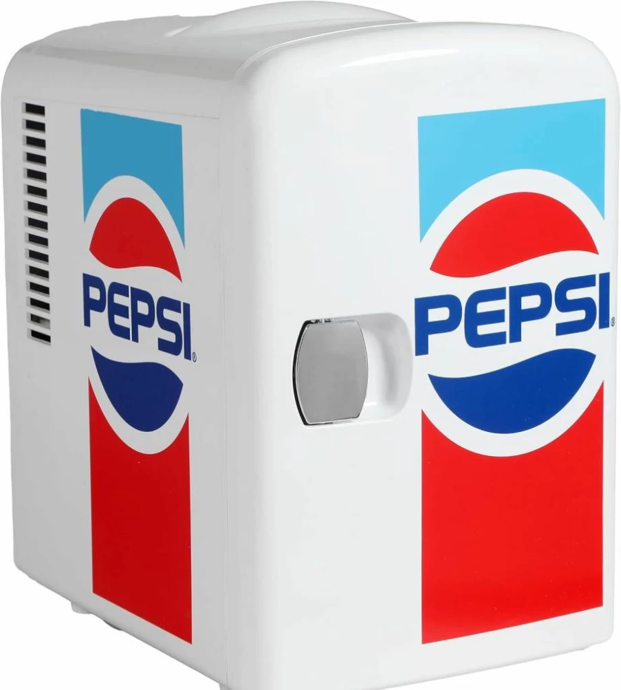 Curtis Mini Portable Compact Personal Fridge - 4L Eco-Friendly Cooler for 6 Cans, Freon-Free, Retro Design, White