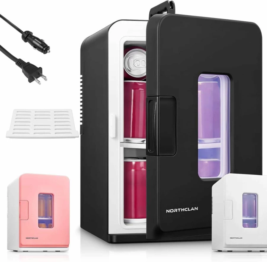 NORTHCLAN 15L Portable Mini Fridge - Thermoelectric Cooler & Warmer for Bedroom, Office, Dorm, Car - Skincare, Drinks, Food, Makeup - 110V/12V Power