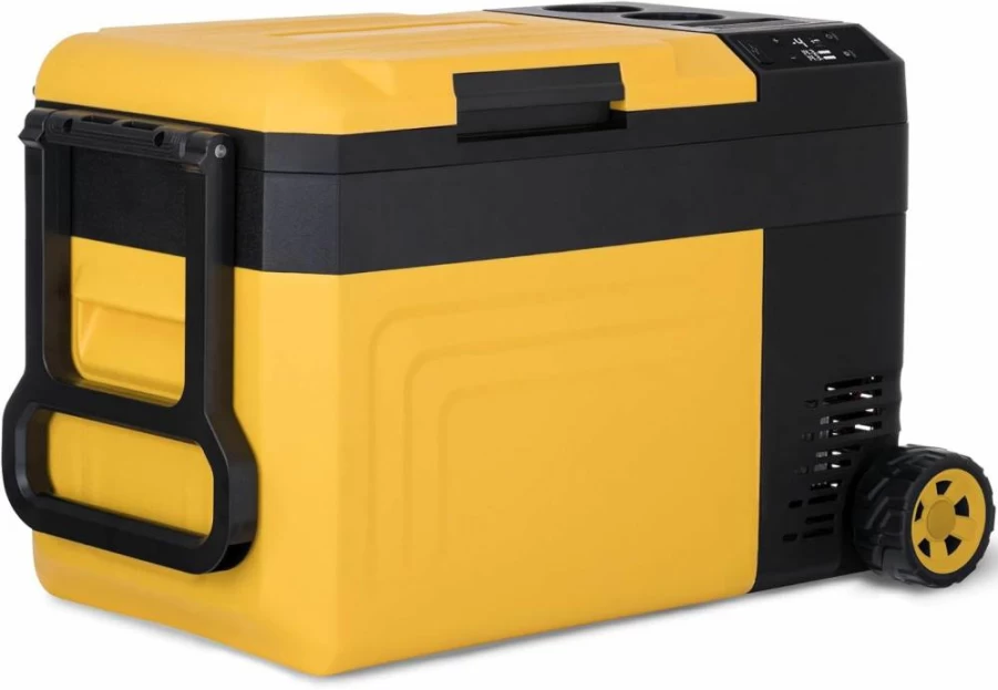 NewAir 25 Quart Portable Electric Cooler – 12V Car Fridge, Rechargeable Battery Powered Cooler for Camping, Jobsite, and Travel, Compatible with DeWalt, Bosch, Makita, Milwaukee Tool Batteries