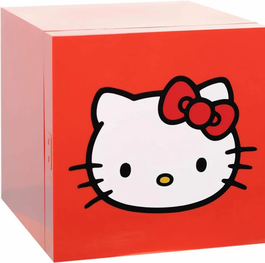 Ukonic Hello Kitty Mini Fridge 6.7L Red Thermoelectric Cooler for Bedroom, Dorm, RV - AC/DC Powered Compact Storage for 9 Cans