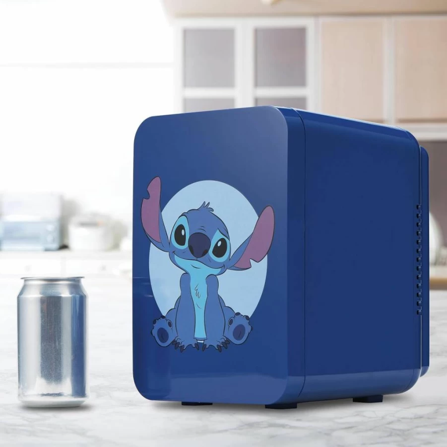 Ukonic Stitch Mini Fridge 6-Can Portable Cooler Ac/Dc Powered Thermoelectric Beverage Cooler for Drinks Snacks Skincare Disney Lover Gift