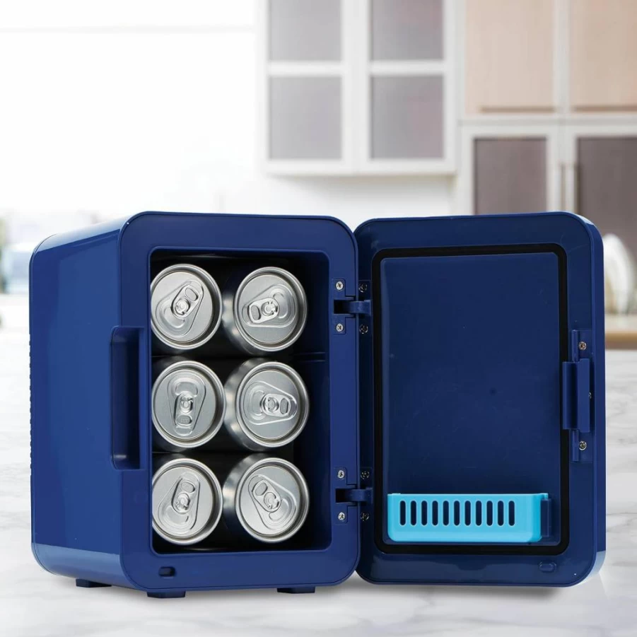 Ukonic Stitch Mini Fridge 6-Can Portable Cooler Ac/Dc Powered Thermoelectric Beverage Cooler for Drinks Snacks Skincare Disney Lover Gift